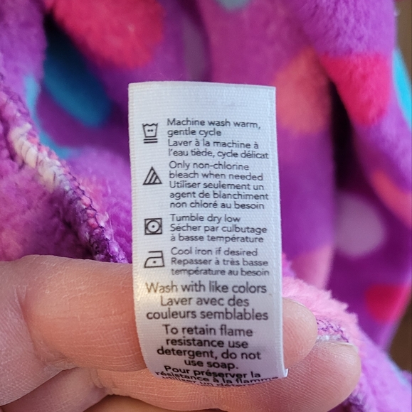 Girls Winter Fleece Housecoat Purple w/Pink White, Blue Polka-dots. Great 4 xmas - Picture 4 of 5